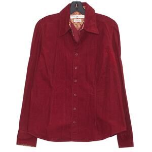 Vintage Tommy Hilfiger Top Corduroy Cottage Dark Academia Western 90s Red XL